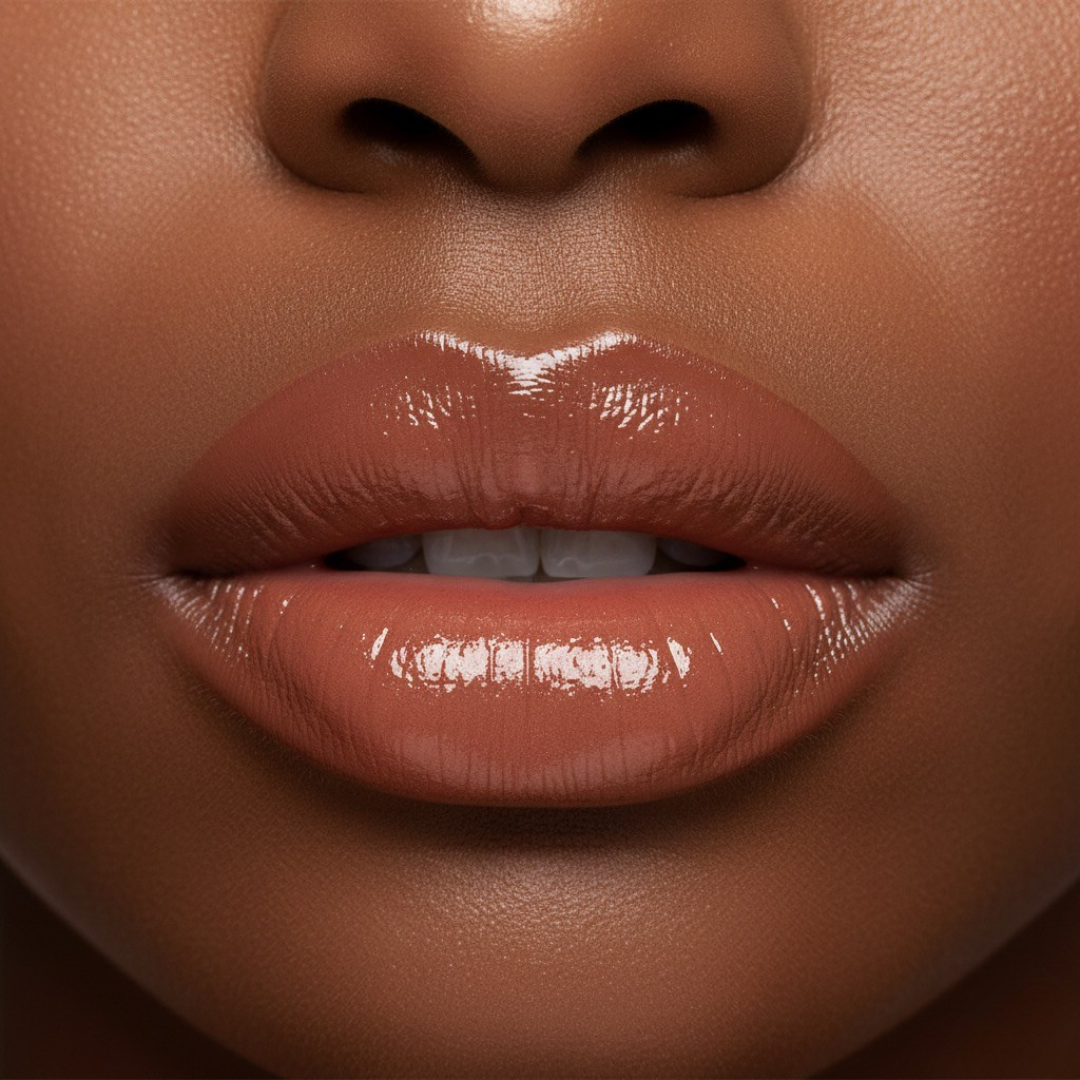 Close-up of a person's lips with a focus on texture and color.